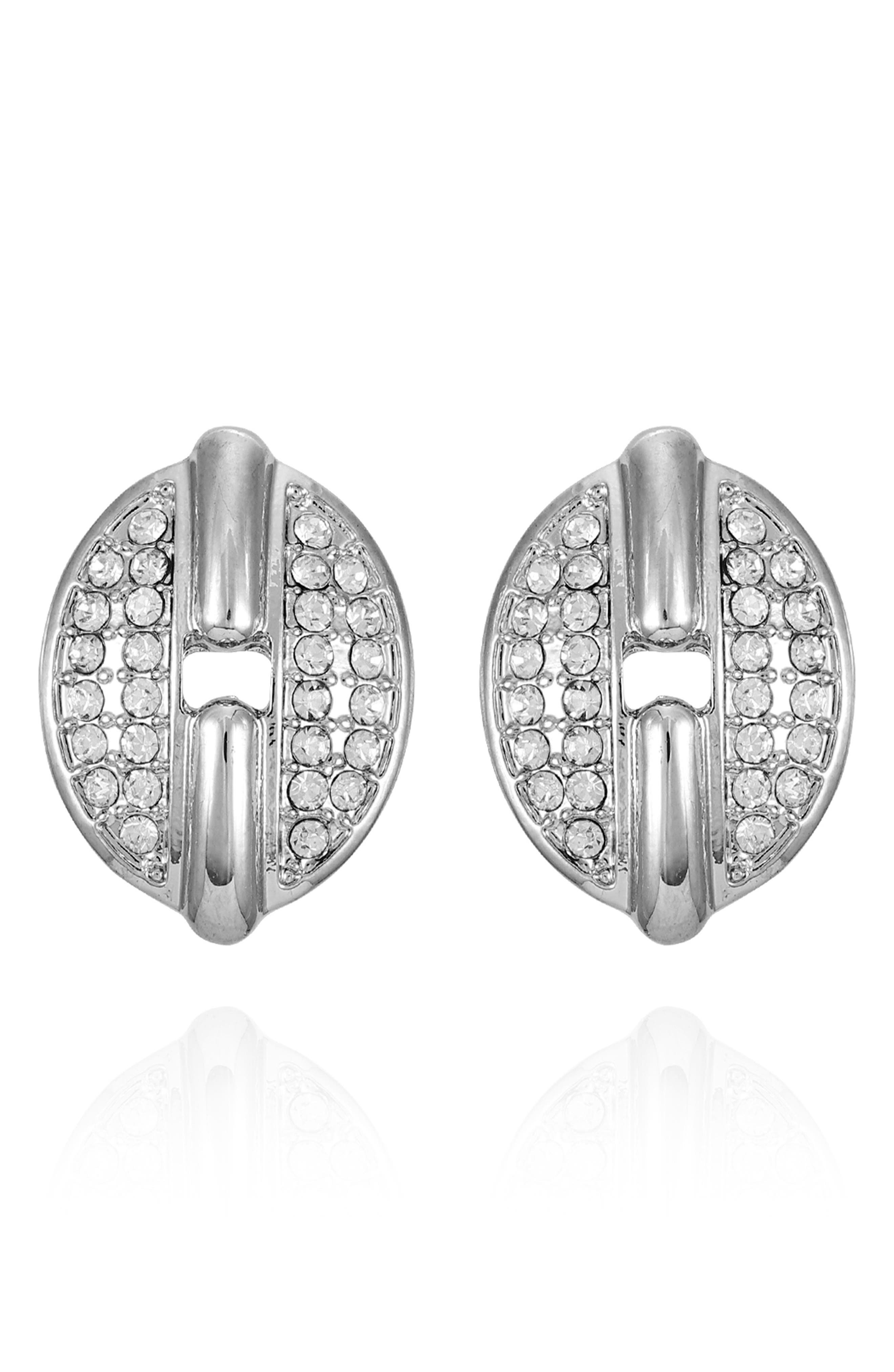 T Tahari Crystal Pavé Clip-On Earrings