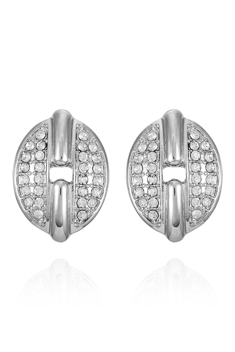 Crystal Pavé Clip-On Earrings, Main, color, SILVERTONE