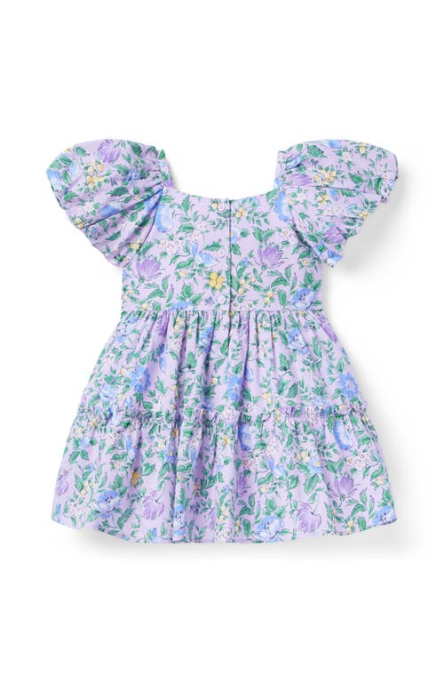 Janie And Jack Floral Puff Sleeve Dress In Blue