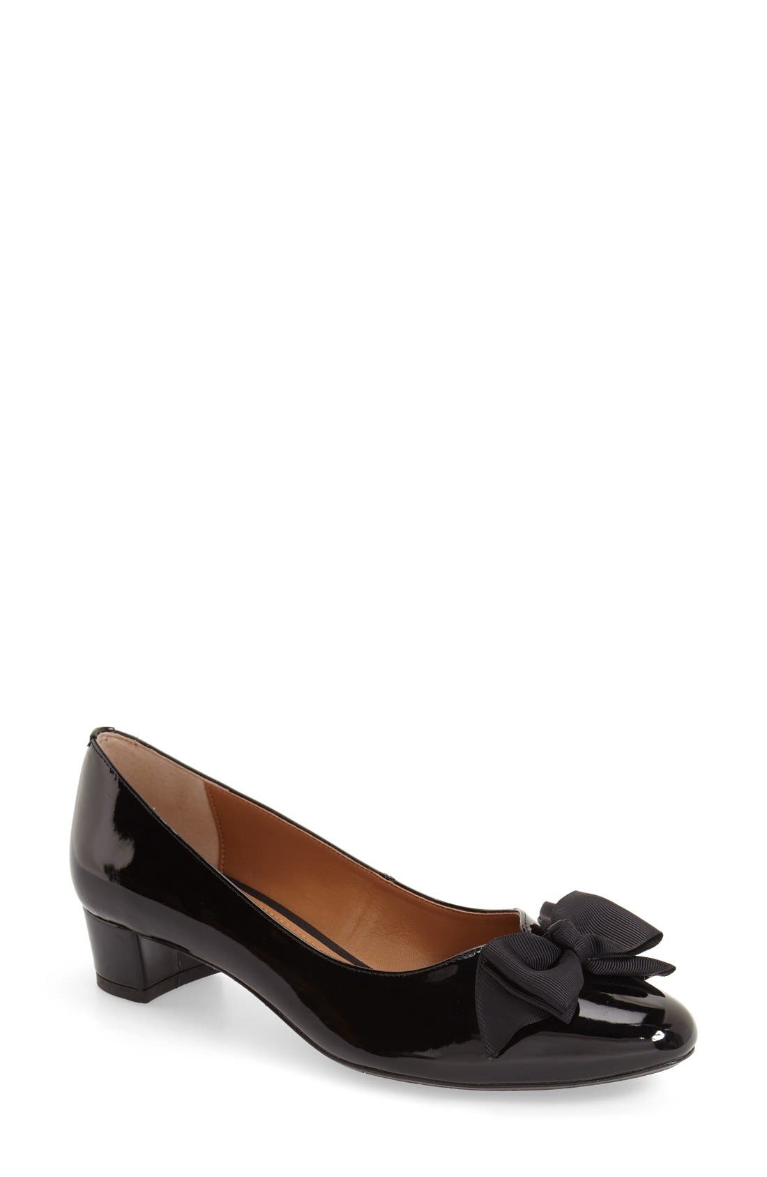 Cameo Bow Pump, Main, color, BLACK FAUX PATENT