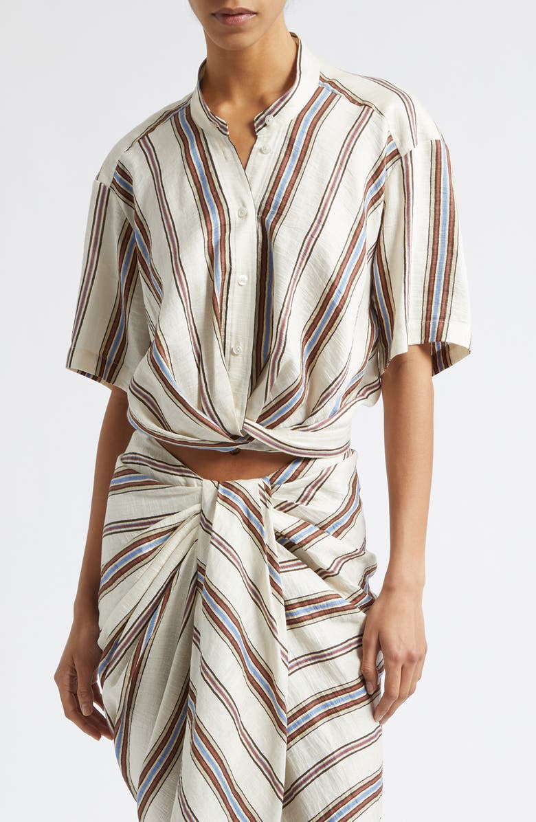 A.L.C. Leonor Stripe Linen Blend Shirt, Main, color, Panna Multi