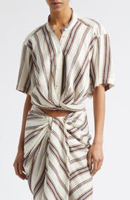 A.L.C. Leonor Stripe Linen Blend Shirt