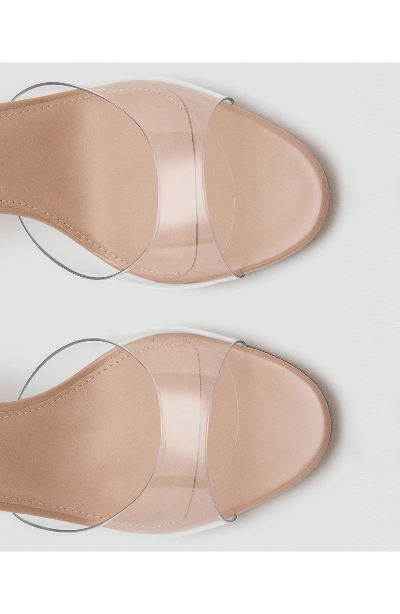 MANGO Transparent Strap Slide Sandal, Alternate, color, Beige