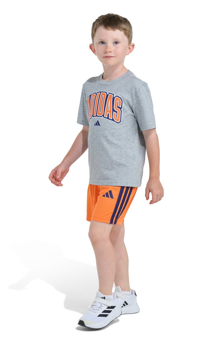 adidas Kids' Graphic Print T-Shirt & Shorts Set, Alternate, color, Grey With Orange