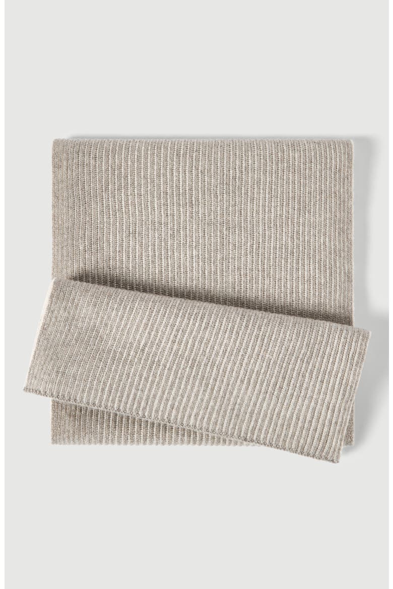 Cashmere English rib vanisé knit scarf, Alternate, color, Light Grey