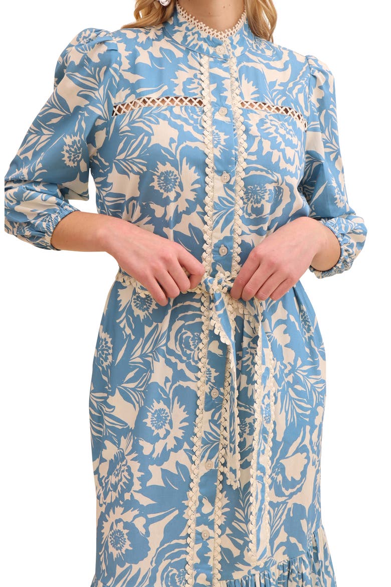 Cotton Poplin Floral Maxi Dress, Alternate, color, BLUE VINTAGE FLORAL