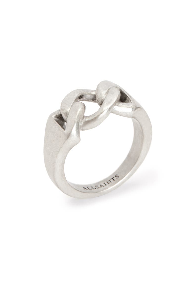 Men's Curb Chain Ring, Main, color, WARM SILVER