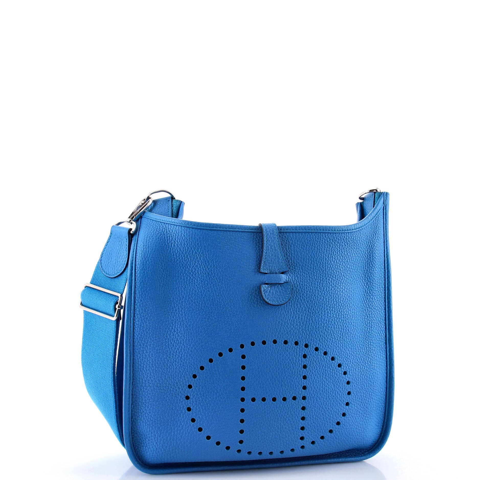 Pre-Owned Hermes Evelyne Bag Gen III Clemence PM, Alternate, color, Bleu Zanzibar