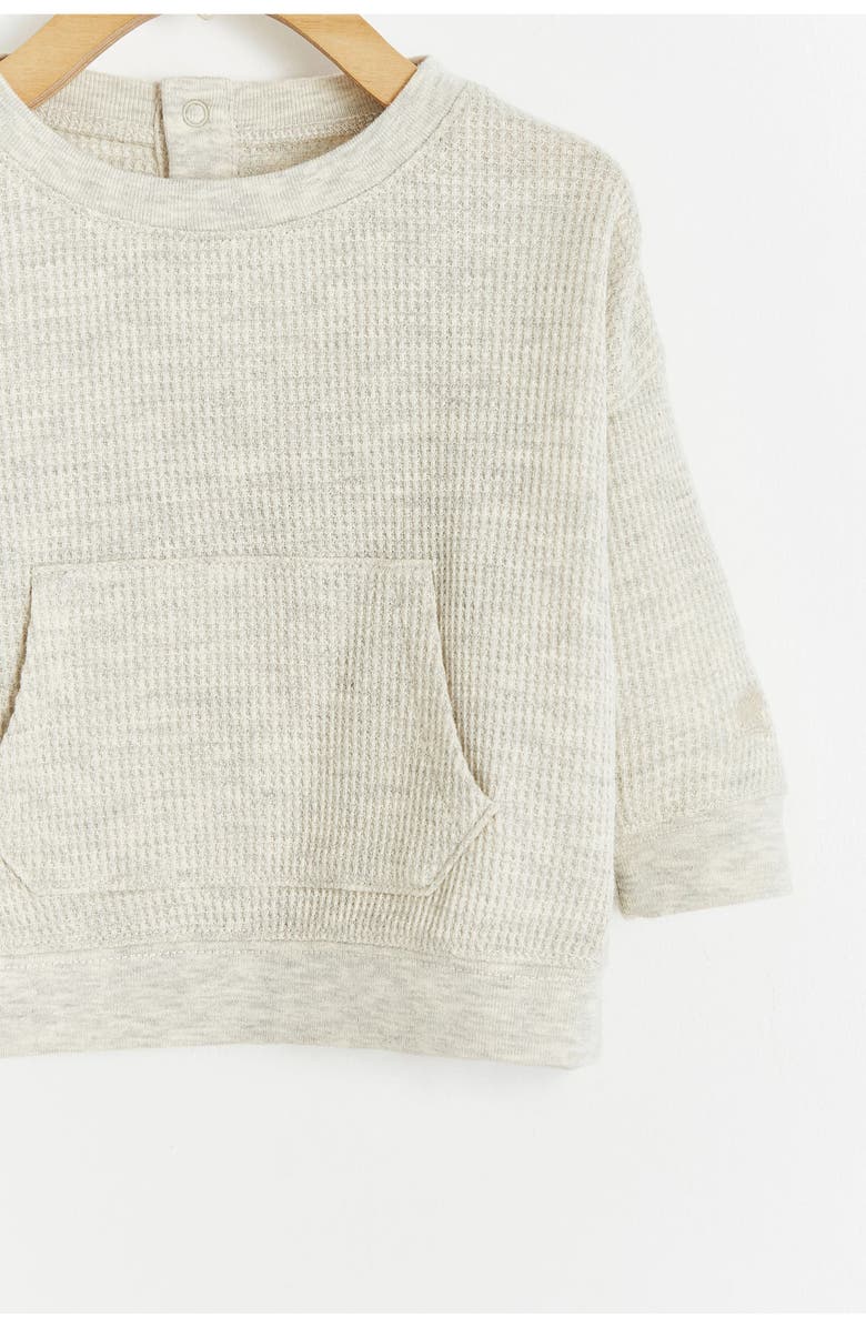 Babycottons Waffle Sweatshirt for Infant, Alternate, color, Grey/Melange