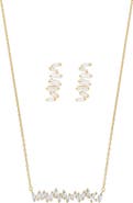 Bearfruit Jewelry Sterling Silver 18k Gold Plated Clara Abstract Crystal Necklace & Earring Set
