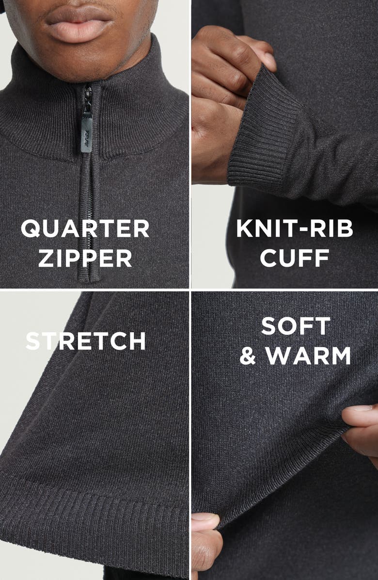 XRAY Quarter Zip Mock Neck Sweater, Alternate, color, Heather Charcoal