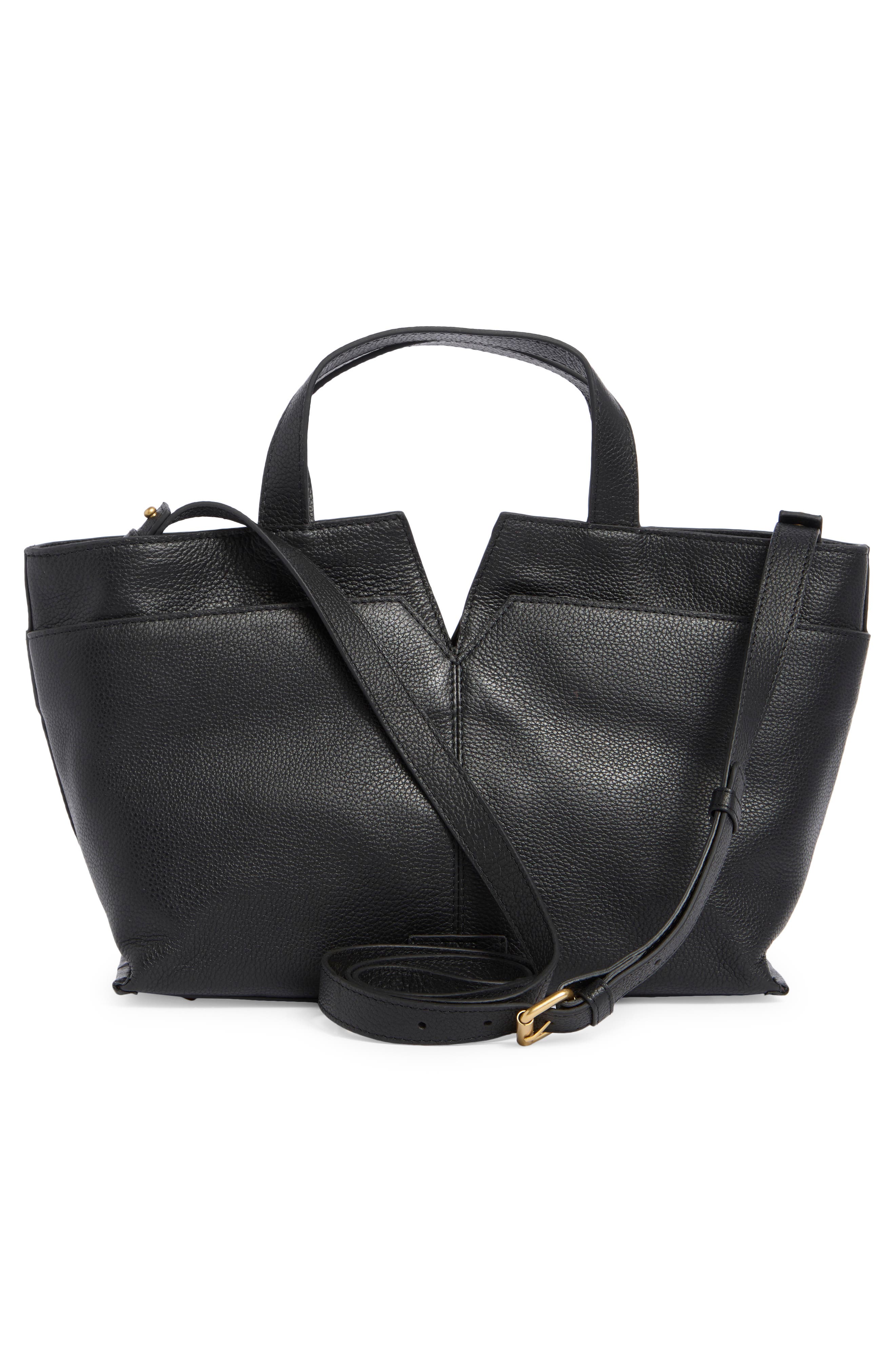 Vince Camuto April Leather Satchel, Alternate, color, Black