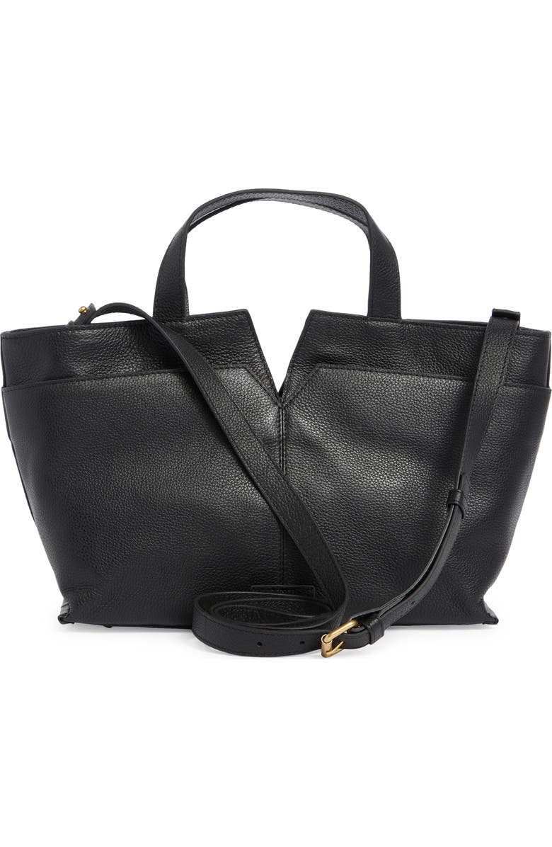 Vince Camuto April Leather Satchel, Alternate, color, Black