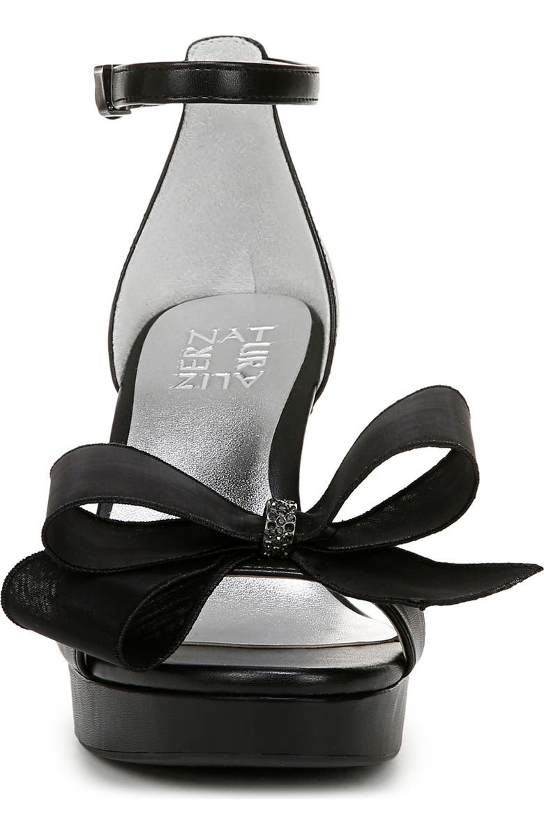 Naturalizer Always Bow Ankle Strap Platform Sandal, Alternate, color, Black Faux Leather