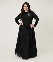 Unique Vintage Plus Size Brooch Maxi Dress