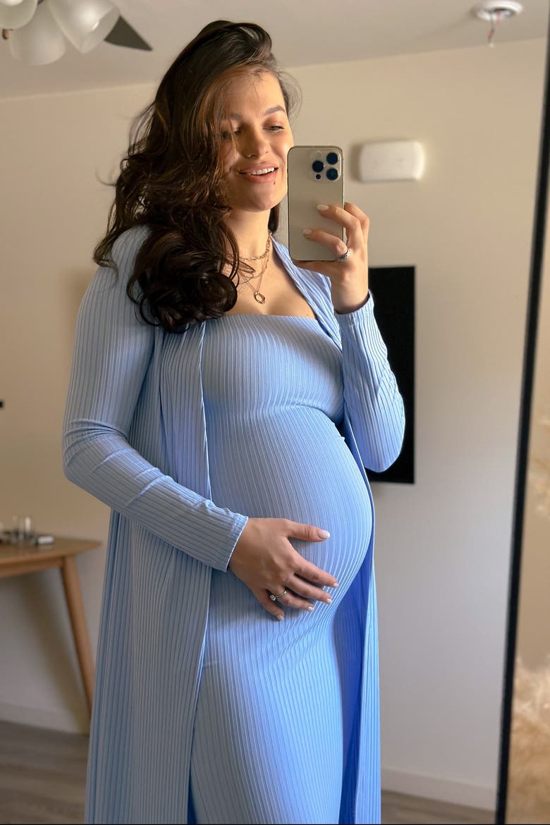 Ribbed Sleeveless Dress Cardigan Set, Alternate, color, Light Blue