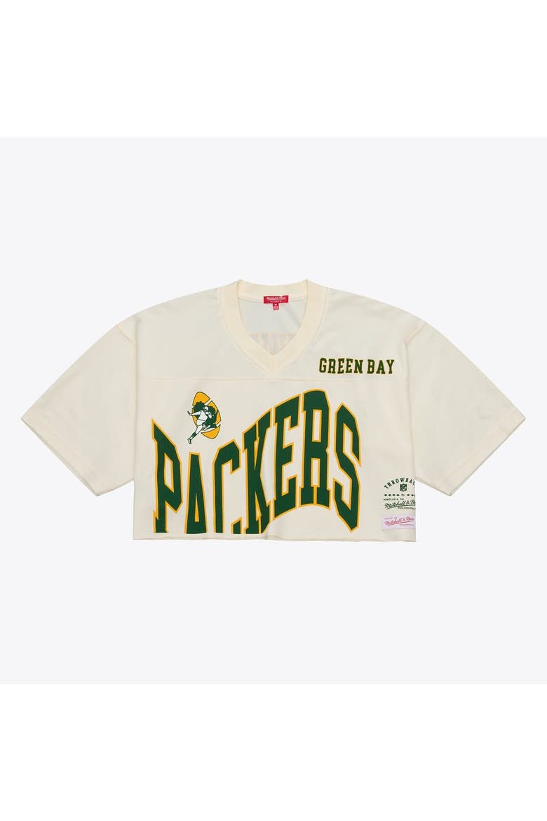 Women's Mitchell & Ness Reggie White Cream Green Bay Packers Retired Player Cropped Fashion Jersey, Alternate, color, Cream