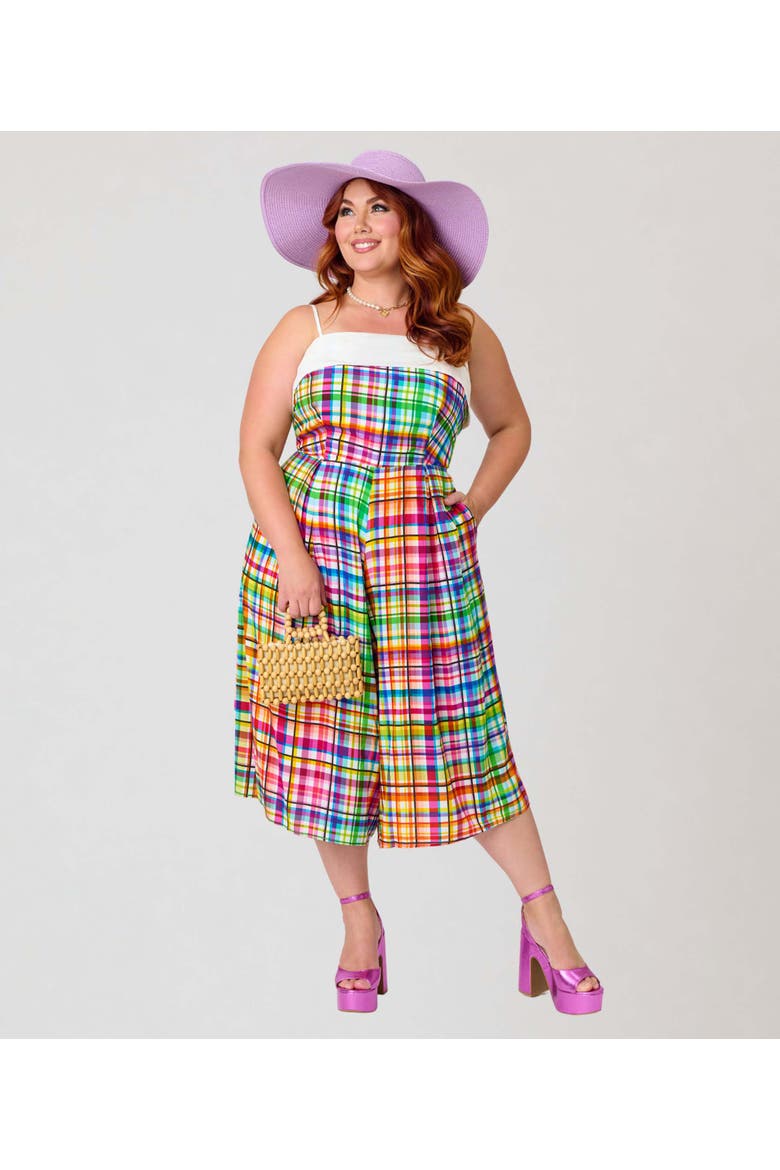 Plus Size Wide Leg Nancy Romper, Alternate, color, White Plaid