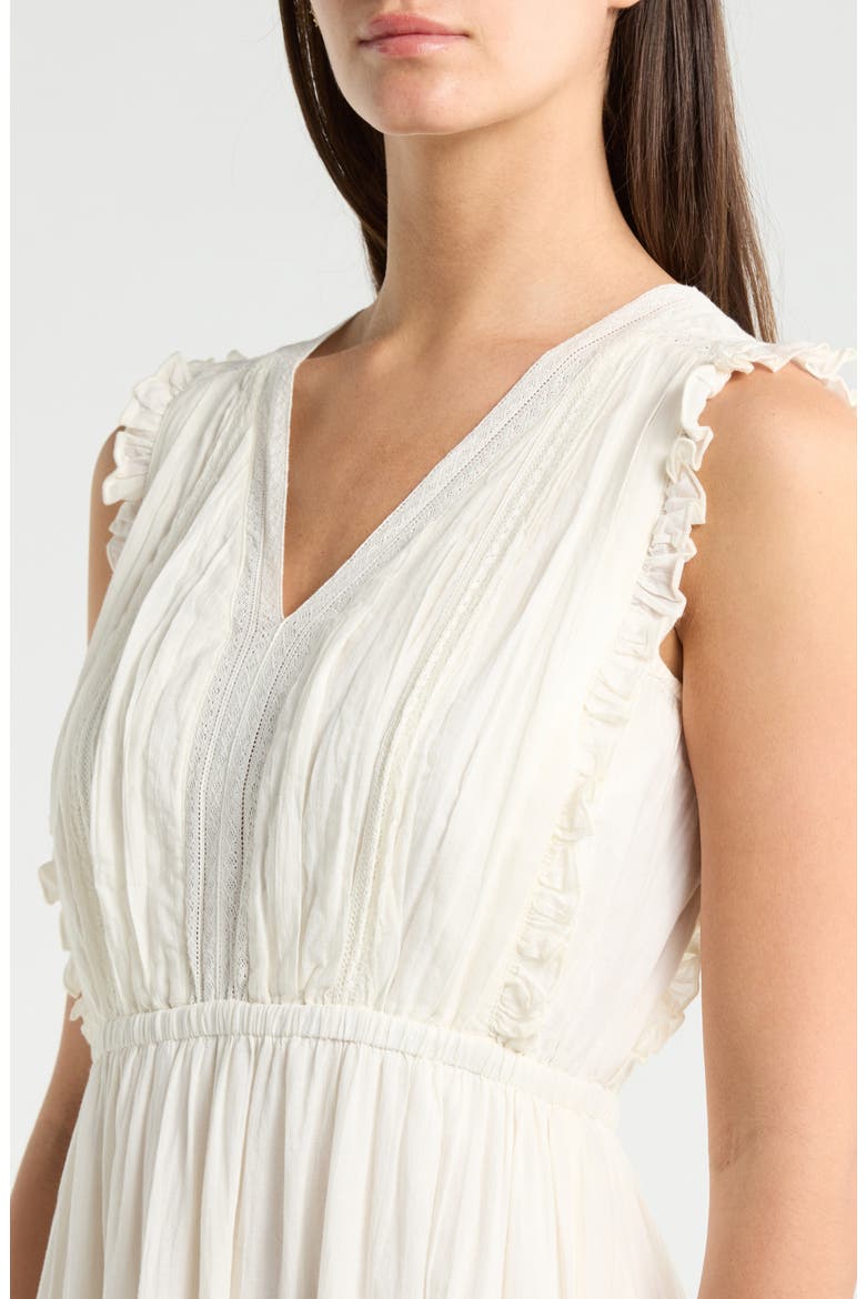 Lace Detail Tiered Cotton Midi Dress, Alternate, color, WHISPER WHITE