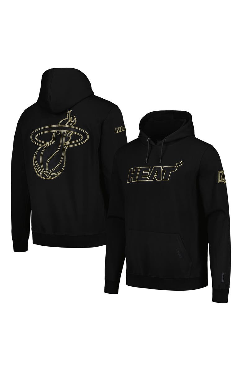 PRO STANDARD Men's Pro Standard Miami Heat Black & Gold Pullover Hoodie, Main, color,