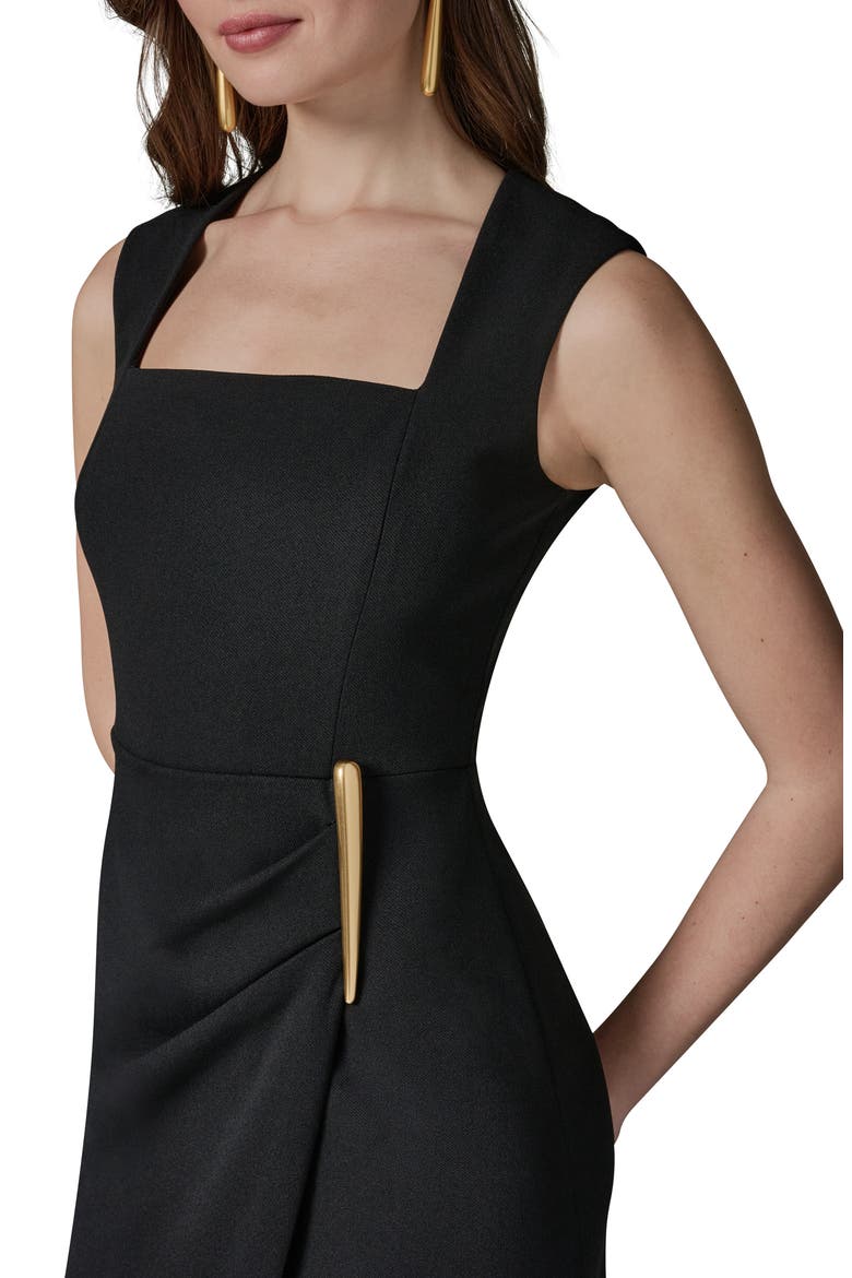 Wrap Front Sleeveless Sheath Dress, Alternate, color, BLACK