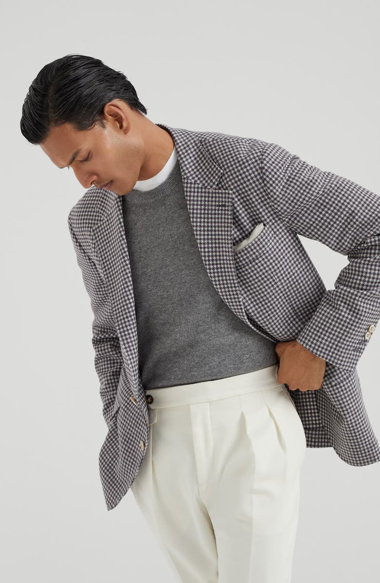 Brunello Cucinelli Houndstooth deconstructed blazer, Alternate, color, Burgundy