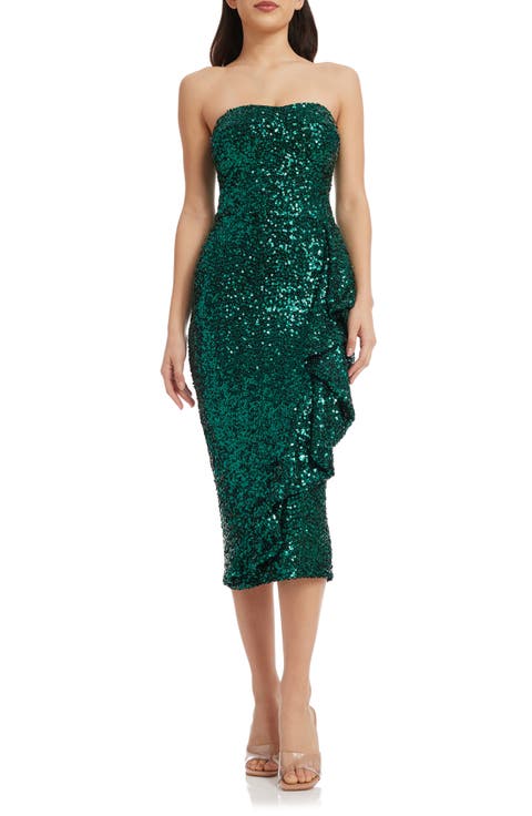 Alexis Sequin Strapless Sheath Dress