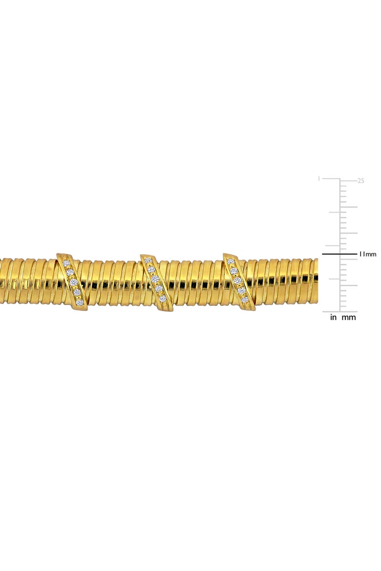 Cubic Zirconia Omega Style Bracelet Yellow Plated, Alternate, color, Yellow-Plated