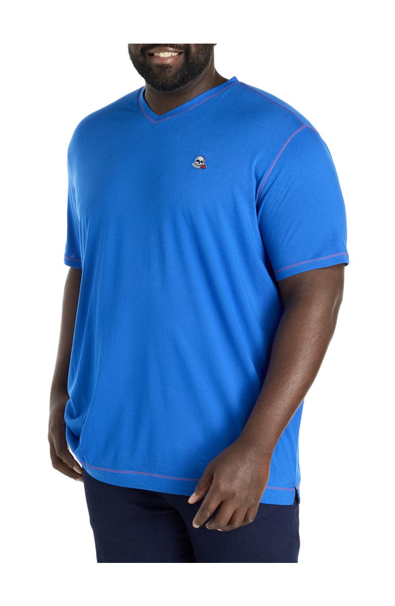 Robert Graham DXL Big & Tall Westwood Contrast Stitch V-Neck T-Shirt, Main, color, Blue
