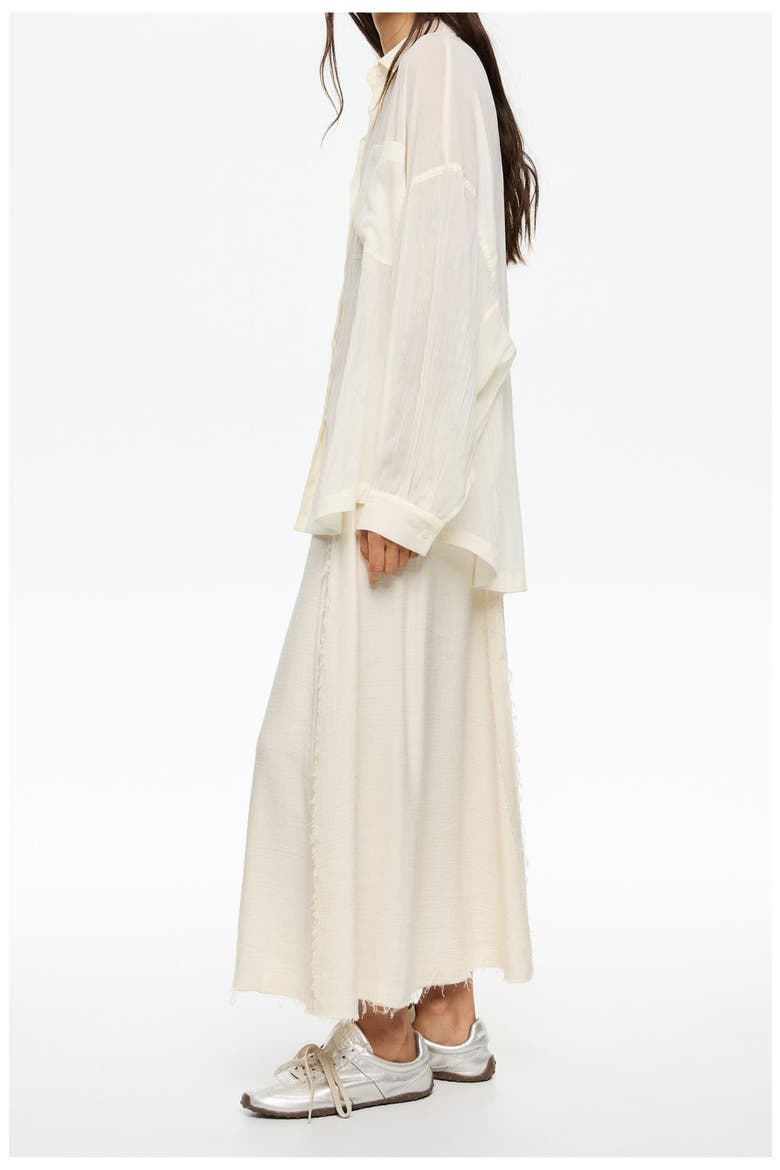 Flared A-Line Midi Skirt, Alternate, color, BEIGE