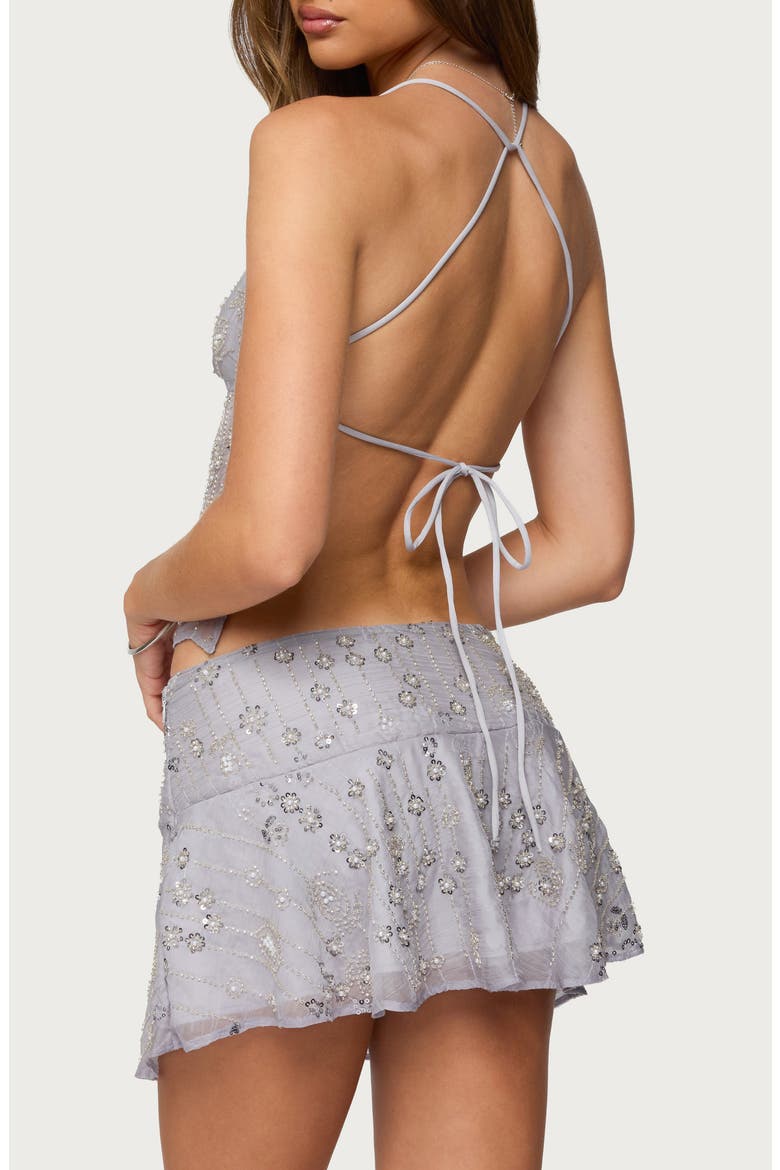 Kylie Beaded Split Front Top, Alternate, color, GRAY