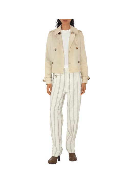Burberry White T-shirt With Check Pattern Detail In Chalk