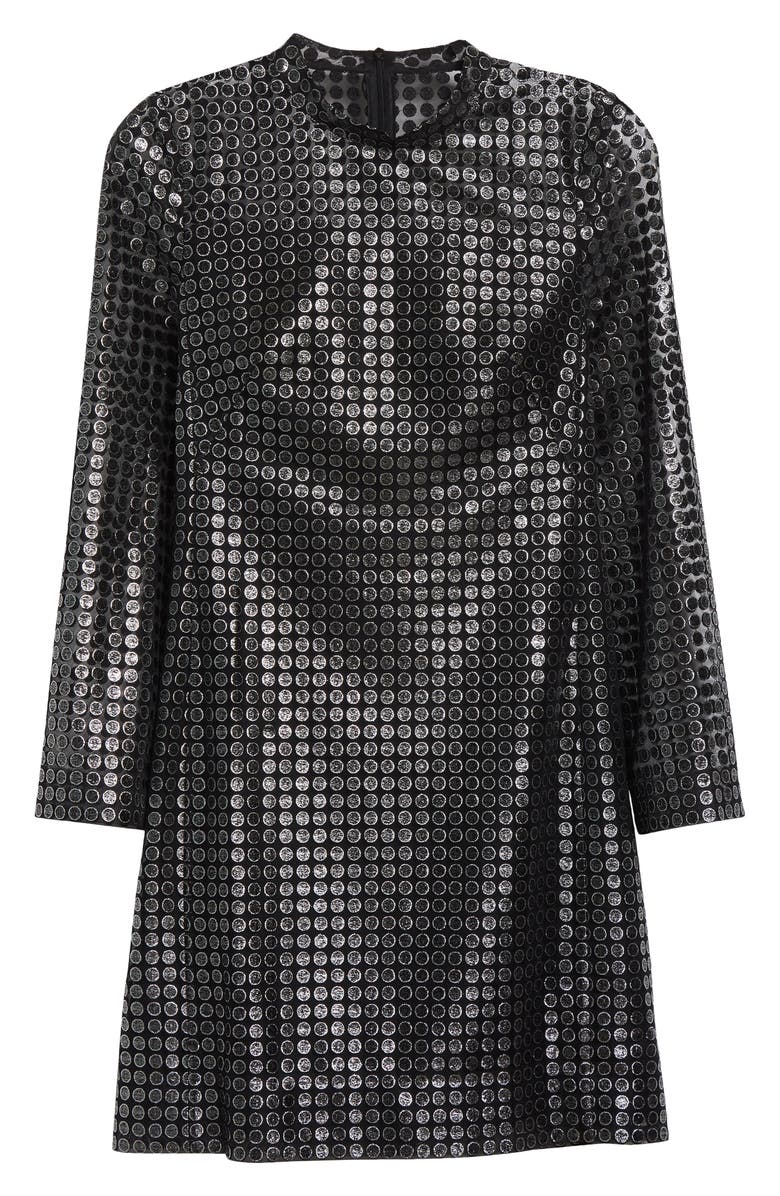 Akris punto Dot Semisheer Long Sleeve Dress, Alternate, color, Brushed Steel