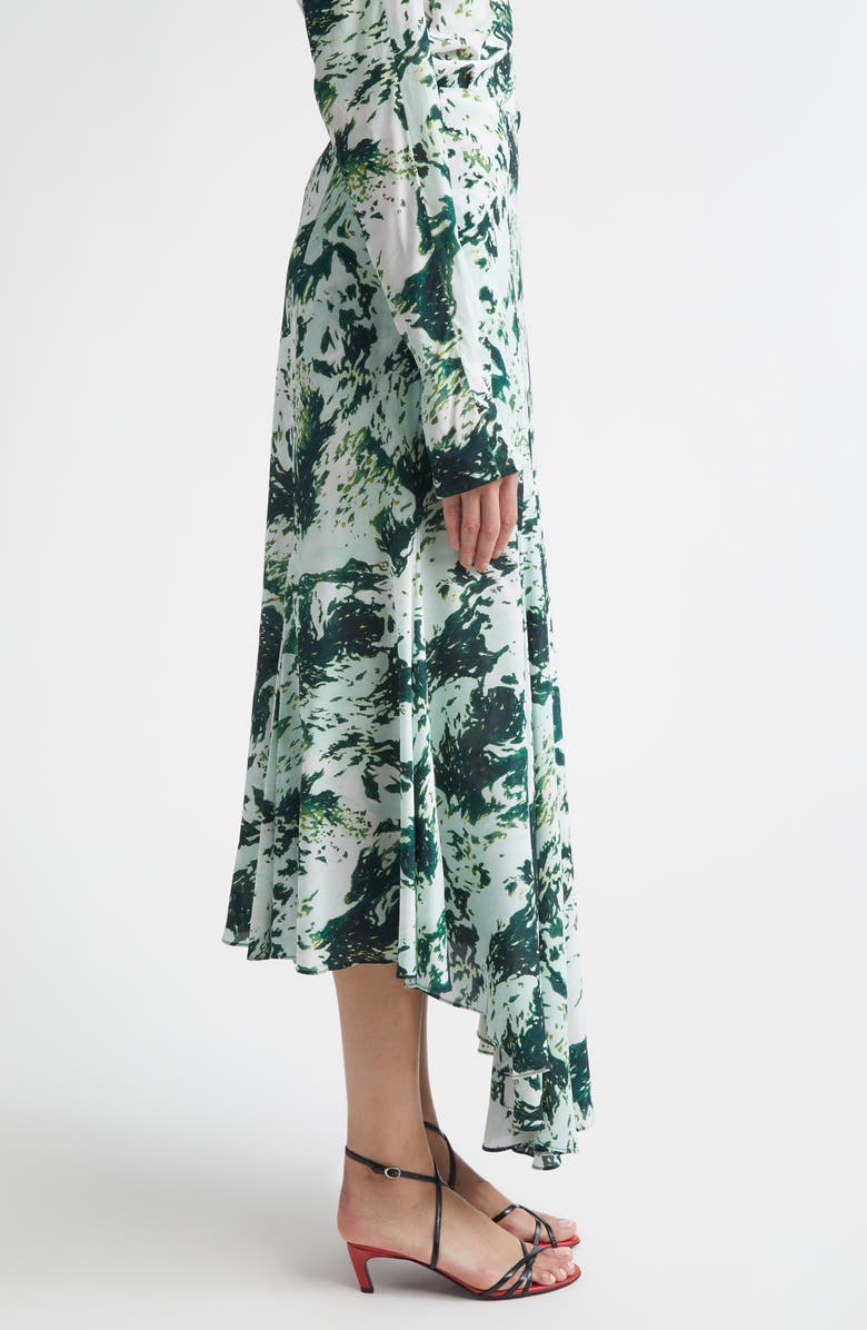 Proenza Schouler Joelle Print High-Low Skirt, Alternate, color, Dark Green Multi
