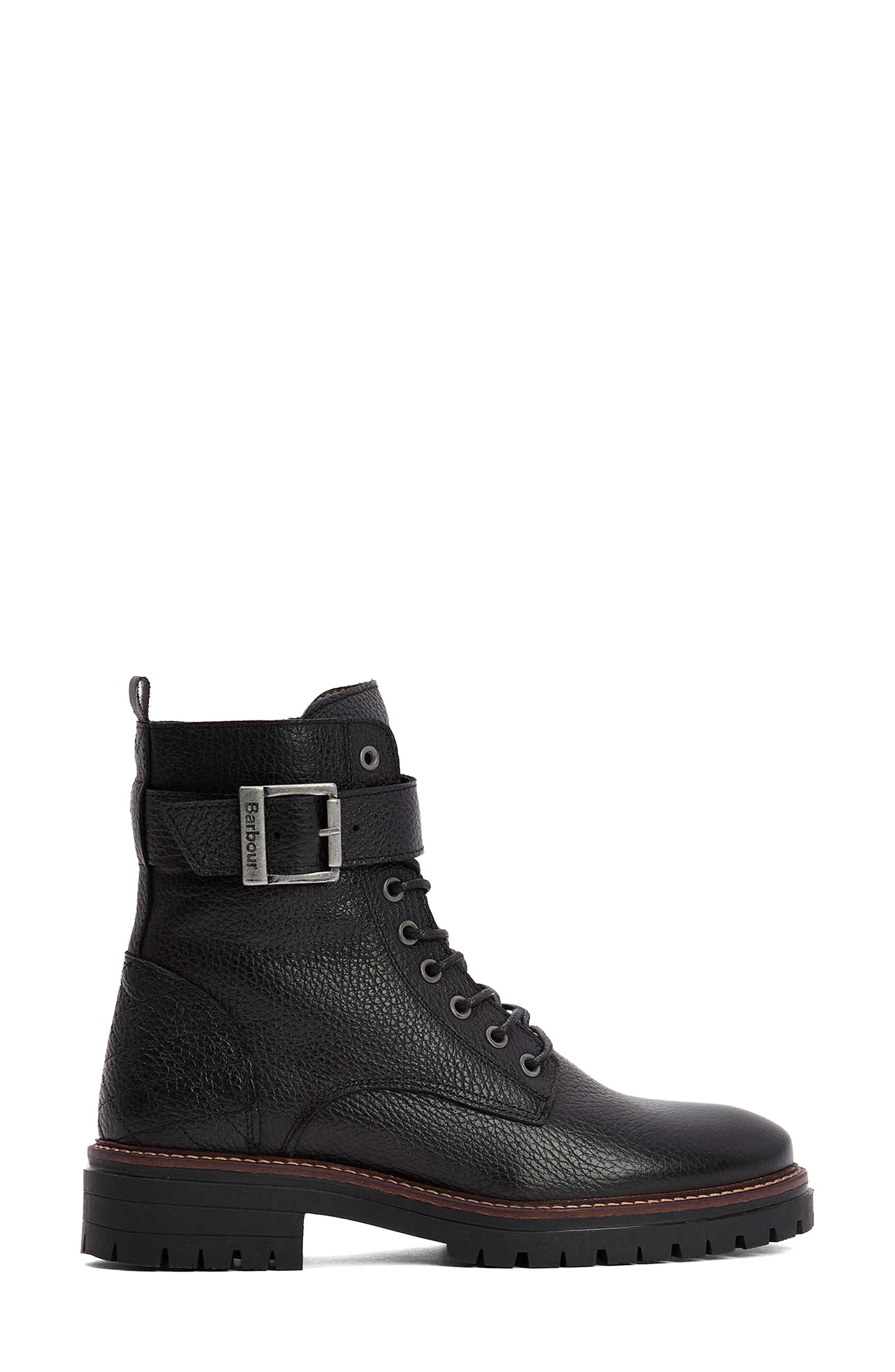 Barbour Heidi Combat Boot, Alternate, color, Black
