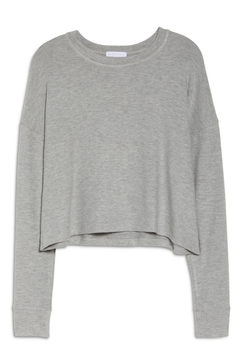 Brushed Up Crop Sweatshirt, Alternate, color, LIGHT HEATHER GRAY