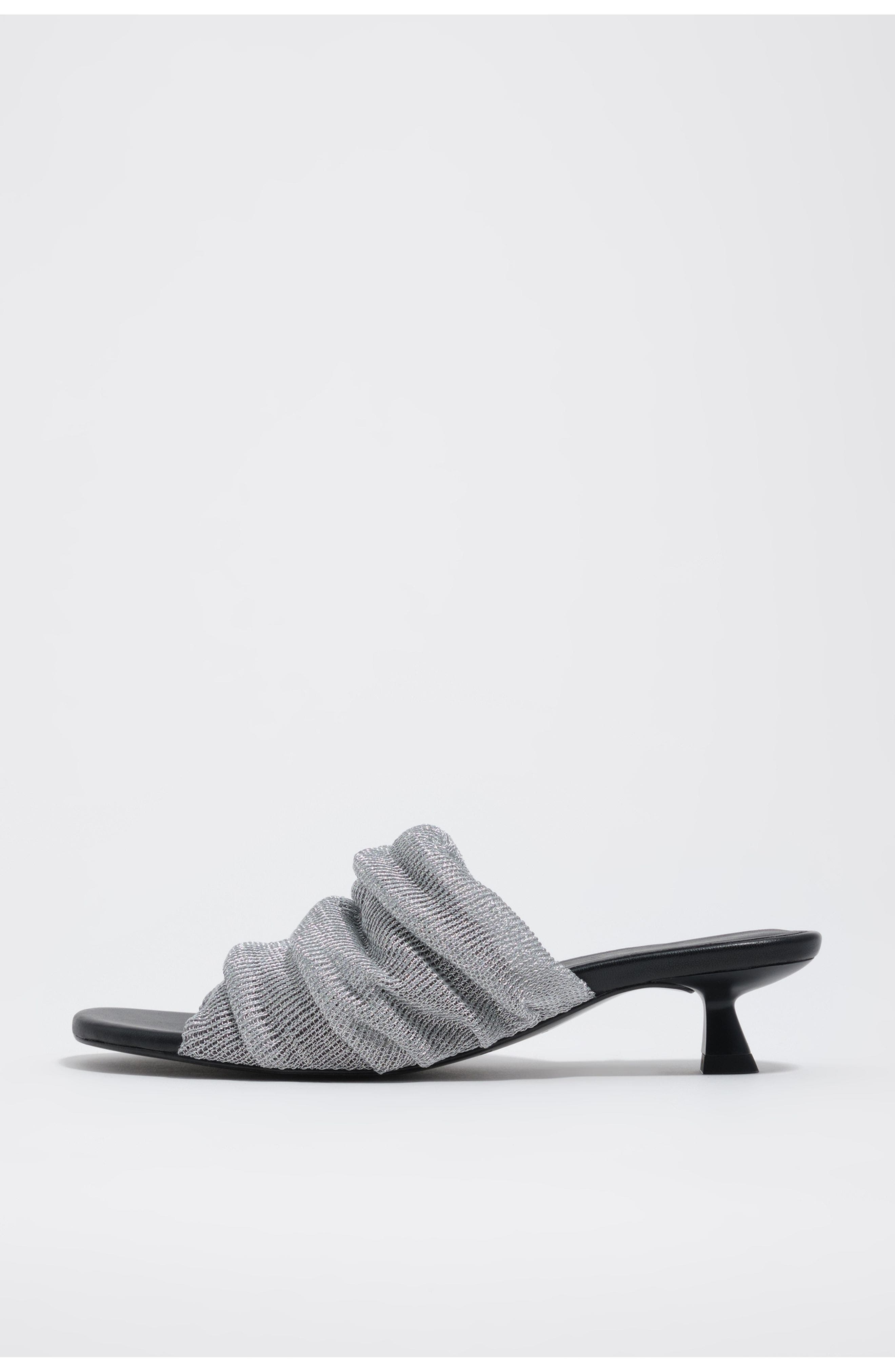 Bimba y Lola Mesh Low-Heel Sandals, Main, color, Silver