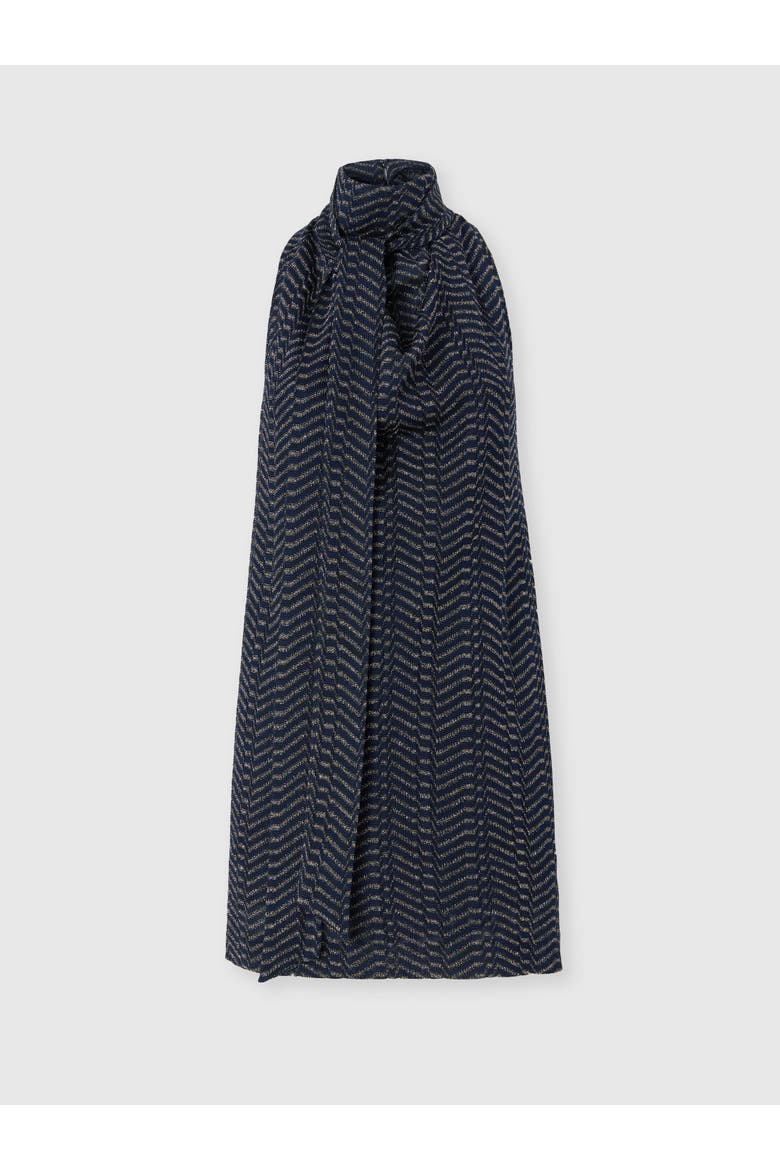 Sleeveless Mini Dress With Scarf Collar, Main, color, Blue& Gold