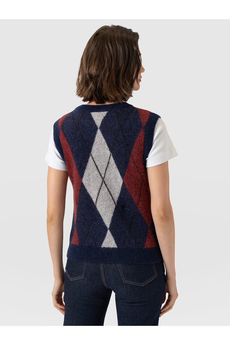 Argyle Sleeveless Knit, Alternate, color, Navy/Burgundy