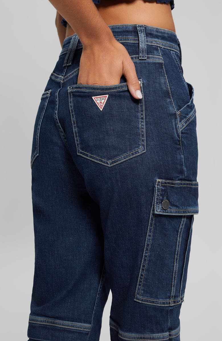 GUESS '80s High Waist Crop Cargo Jeans, Alternate, color, 