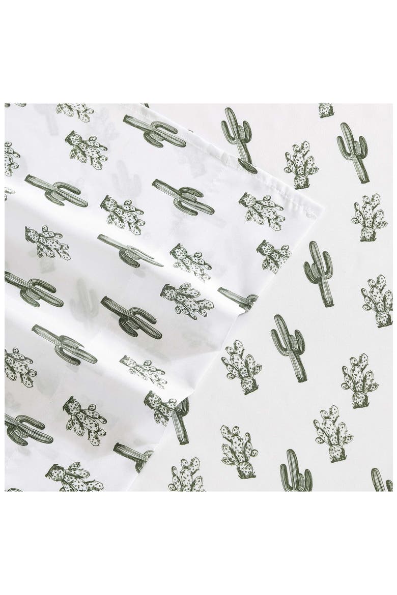 Cacti Print Microfiber Sheet Set, Alternate, color, / DARK GREEN