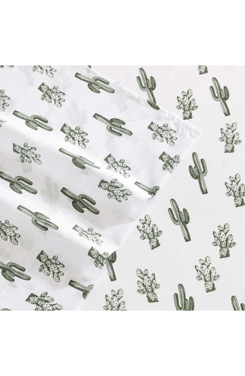 Wrangler Cacti Print Microfiber Sheet Set, Alternate, color, / Dark Green