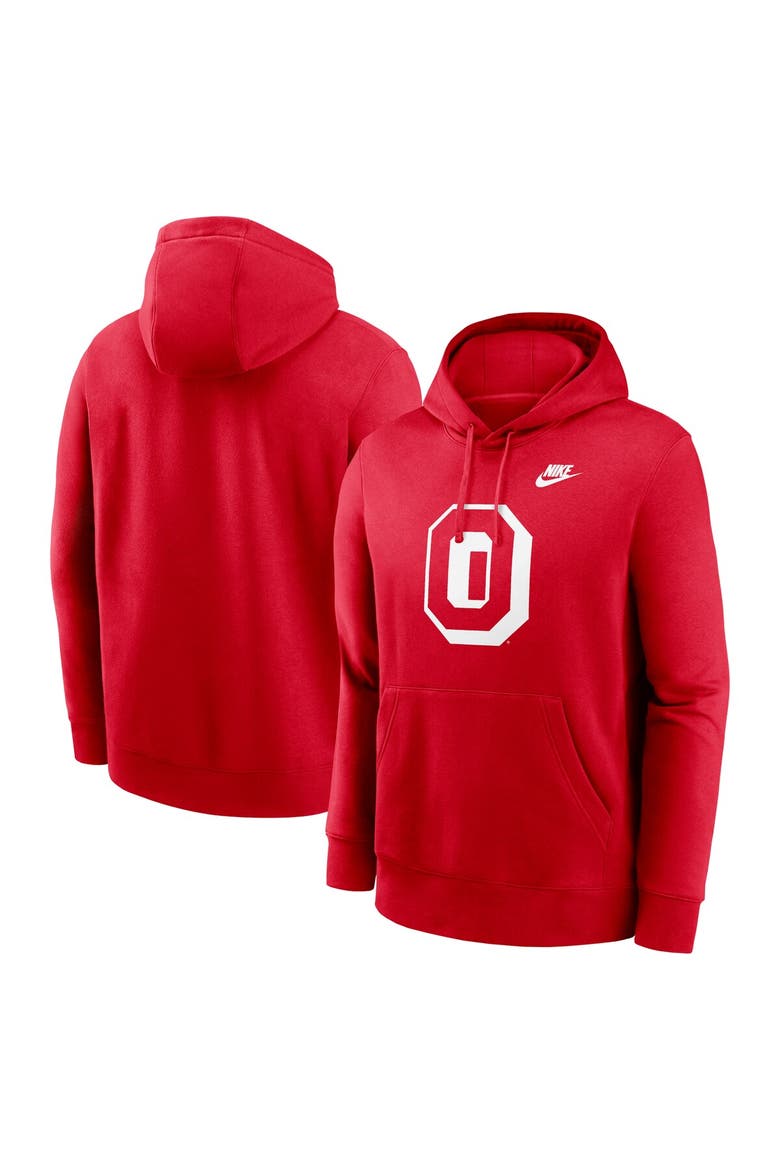 Men's Nike Scarlet Ohio State Buckeyes Legacy Logo Club Fleece Pullover Hoodie, Alternate, color, Scarlet
