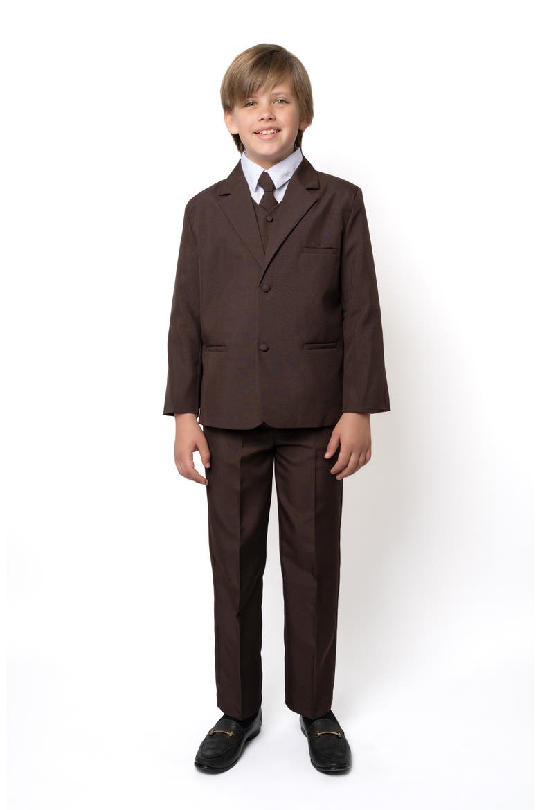 Kids' Leo 5-Piece Suit Set, Main, color, DARK BROWN