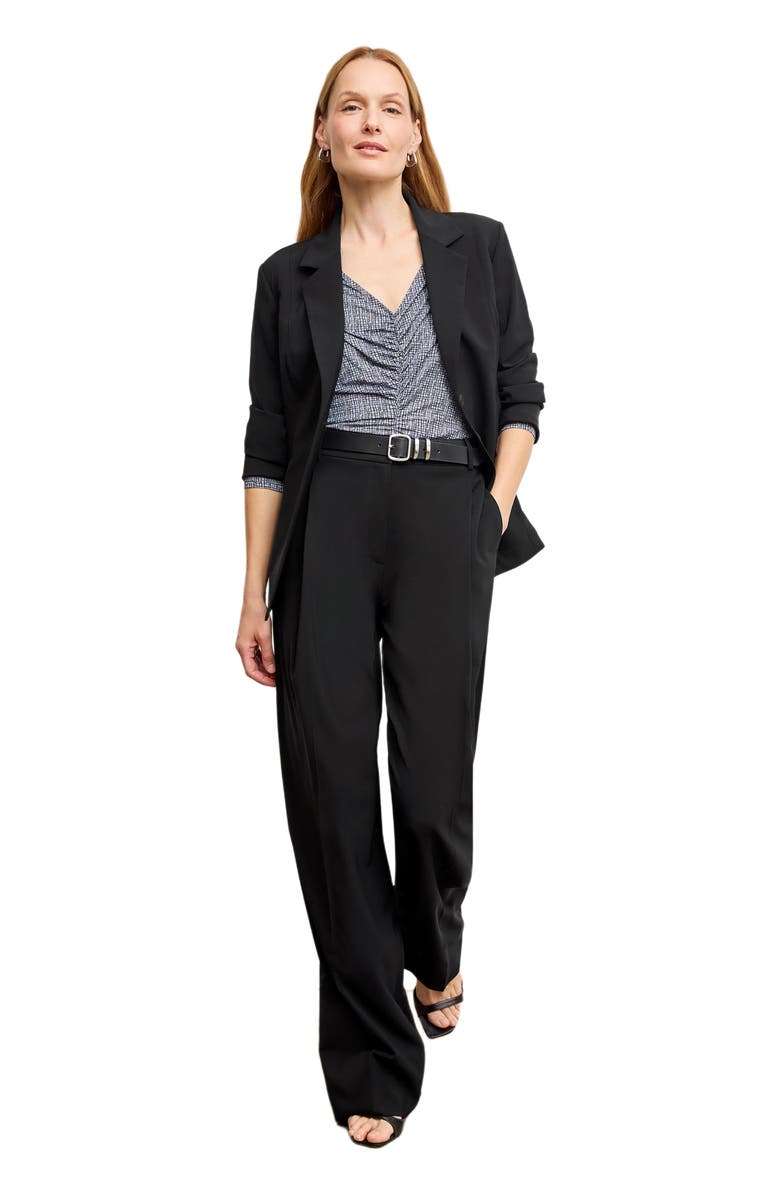 M.M.LaFleur Amina Printed Jersey Ruched Top, Alternate, color, Blueprint Sketch