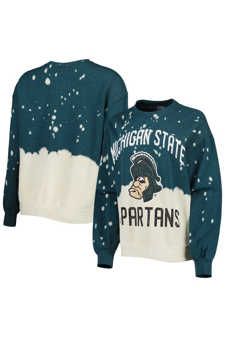 Women's Gameday Couture Green Michigan State Spartans Twice As Nice Faded Dip-Dye Pullover Long Sleeve Top, Alternate, color, Green
