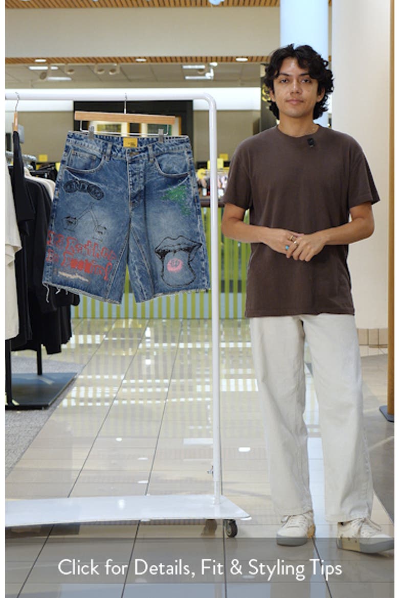 Doodle Distressed Raw Hem Denim Shorts video
