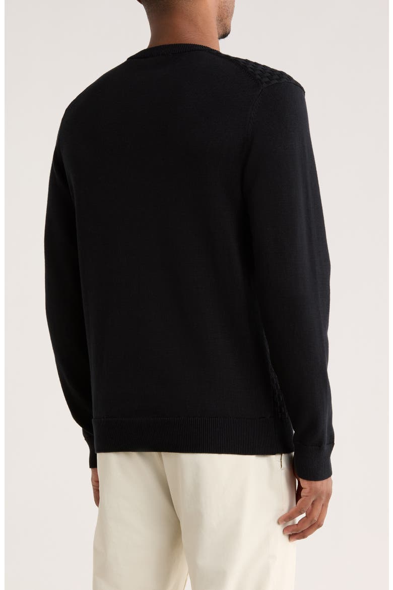 Ovalon Crewneck Cotton Sweater, Alternate, color, BLACK