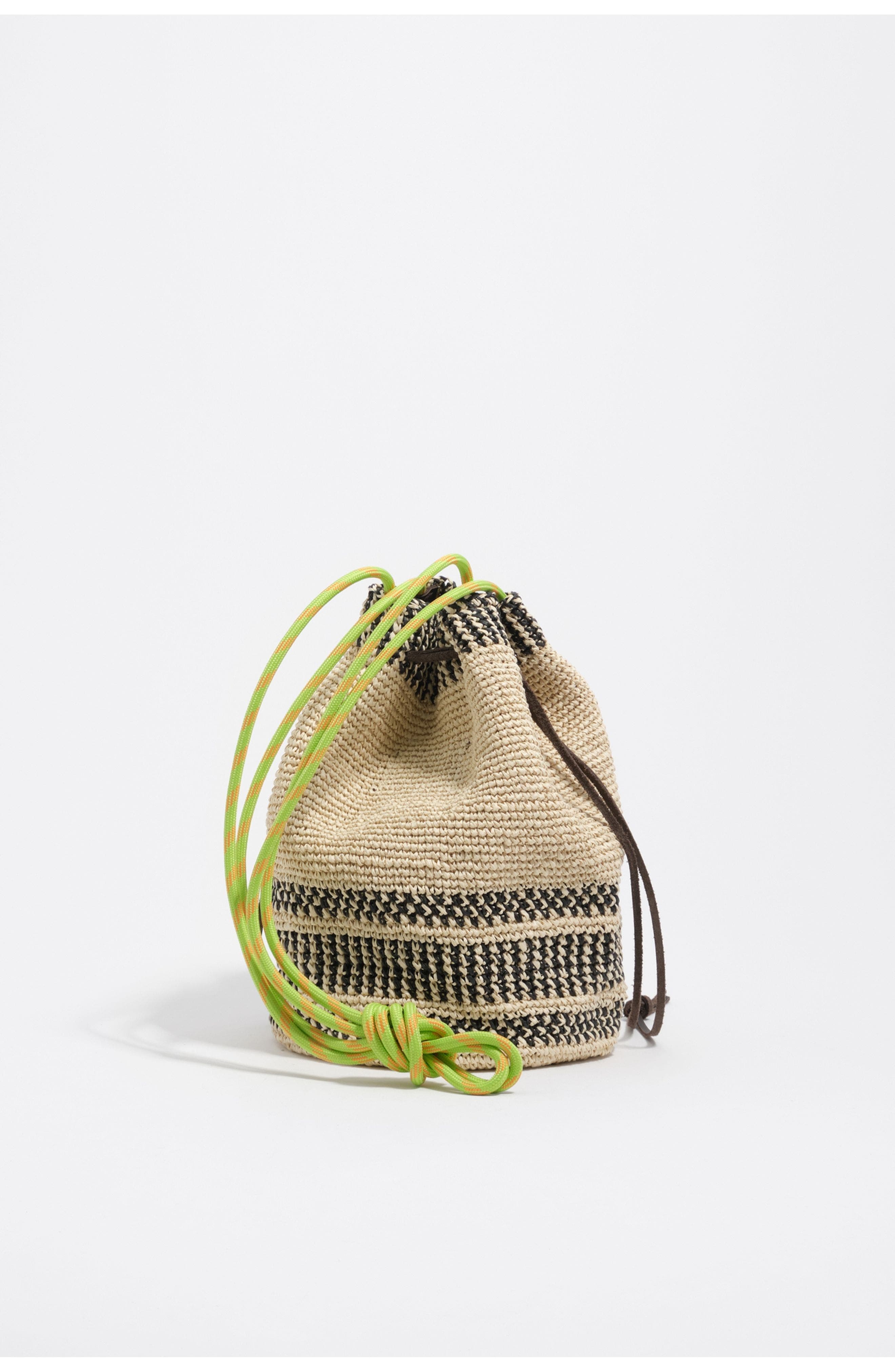 Bimba y Lola Medium Raffia Bucket Bag, Alternate, color, Natural
