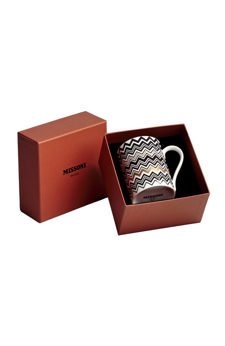 Missoni Home Tableware Mug Cup ZIG ZAG in Luxury Box Gold diam. 3", H 3.9", cap. 12.5 oz, Main, color, Multicolor